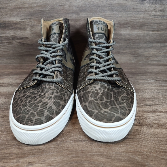 Huf Hupper Shoes High Top Olive Green Shell Shock Skate Sneakers Mens Sz 8.5 - Picture 3 of 11